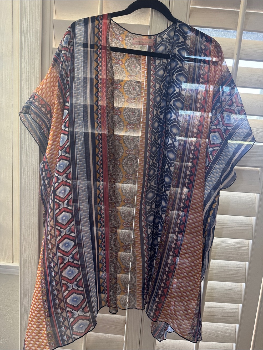 Band of Gypsies Sheer Printed Bathing Suit Cover up - Pink, Yellow, Blue, Black